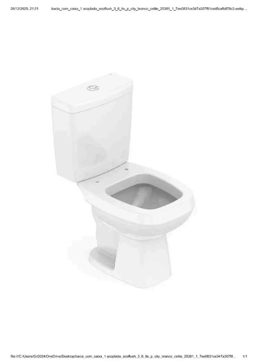 Bacia Com Caixa Acoplada Ecoflush 3/6 Lts P City Branco Celite