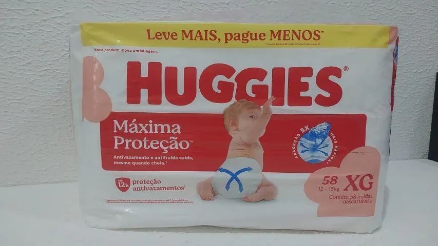 Fralda Huggies XG Máxima Proteção - Pacote com 58 Unidades
