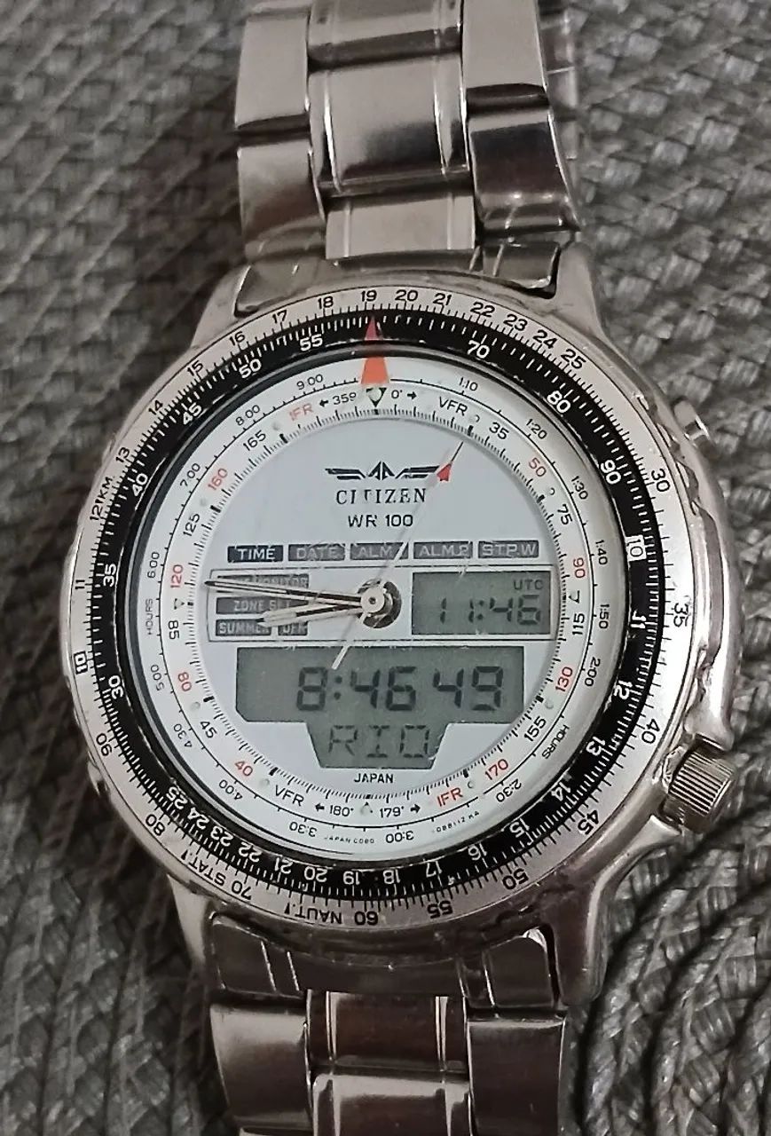 Relógio antigo sucesso anos 80/90 CITIZEN NEW WINGMAN AVIADOR