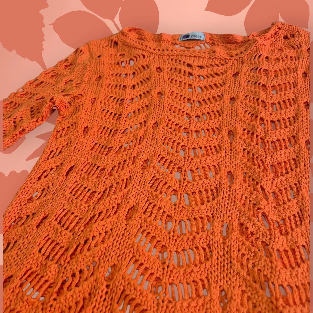Blusa Laranja com Detalhes em Tricô - Foto 2