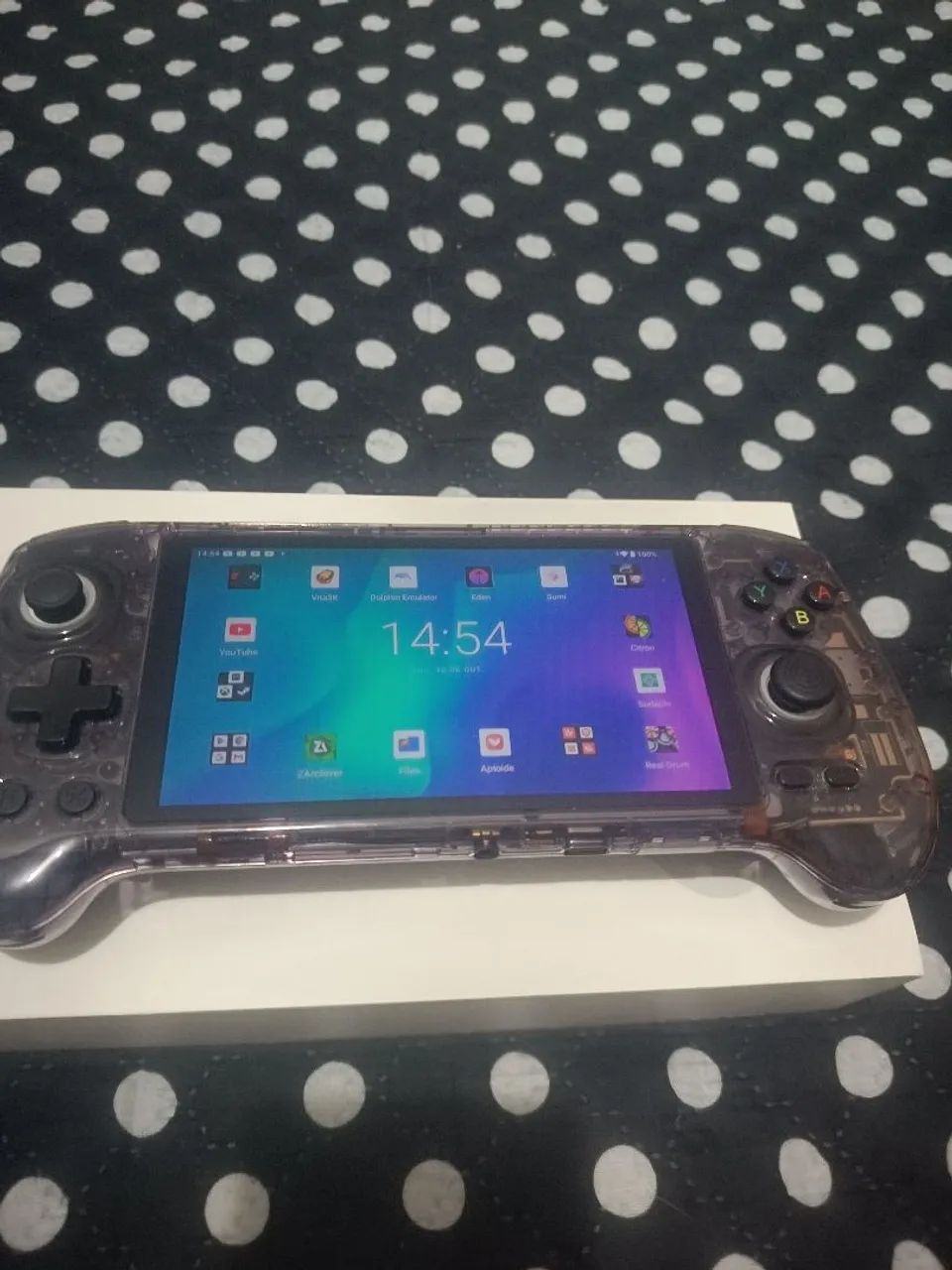 Anbernic RG 557 roxo transparente _ Portátil Emulador Premium