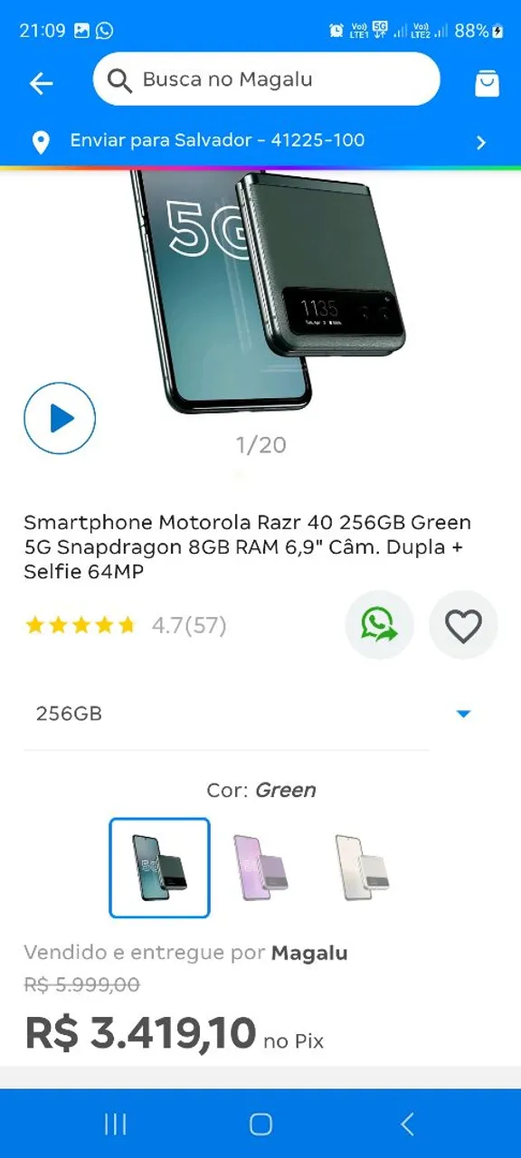 Motorola razr 40 na caixa com nota