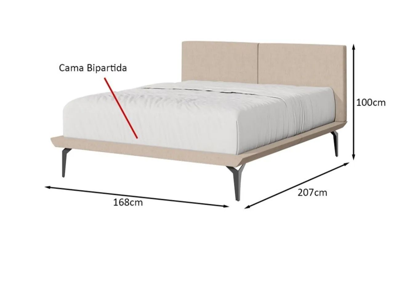 Base para cama Queen Size, de tecido linho com Pés de Metal - Foto 3