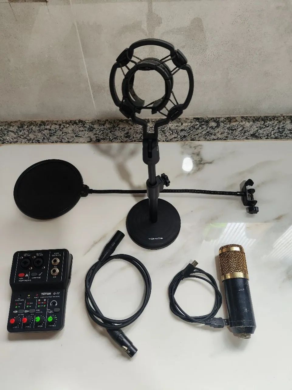 Microfone BM800 + Mesa Q12 + Braço + Pop Filter - Foto 2