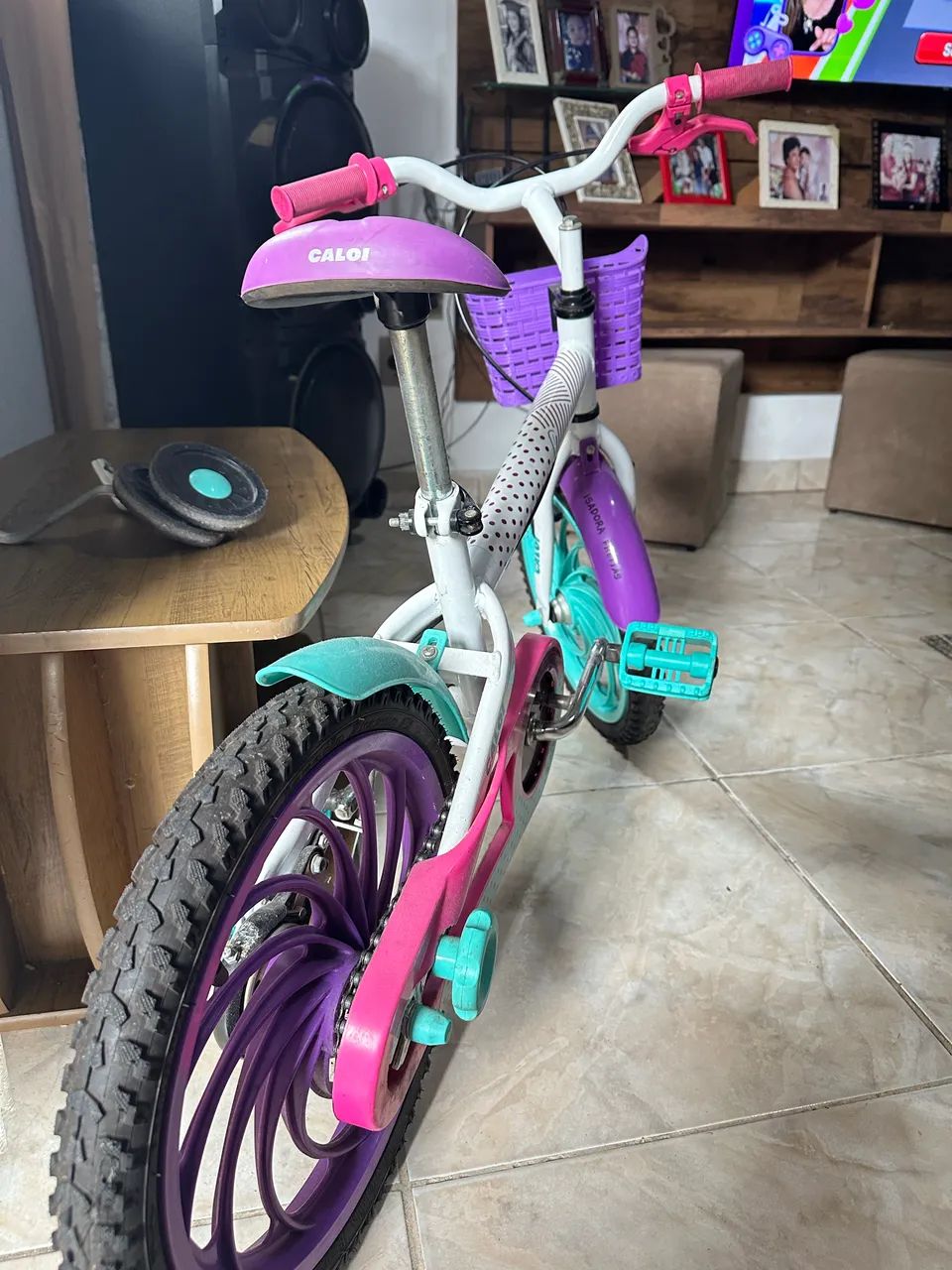 Bicicleta Infantil Aro 16" Caloi Ceci Branco e Rosa com Cestinha Freio V-Brake - Foto 5