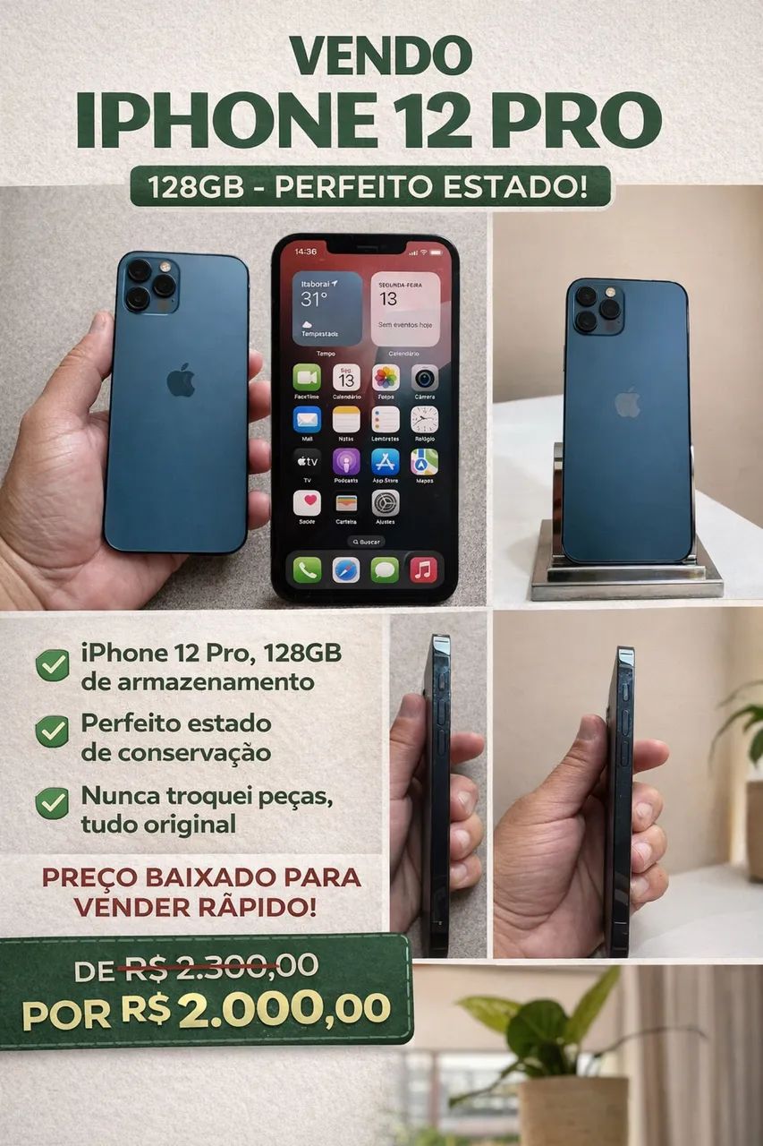 IPHONE 12 PRO IMPECÁVEL  - Foto 2