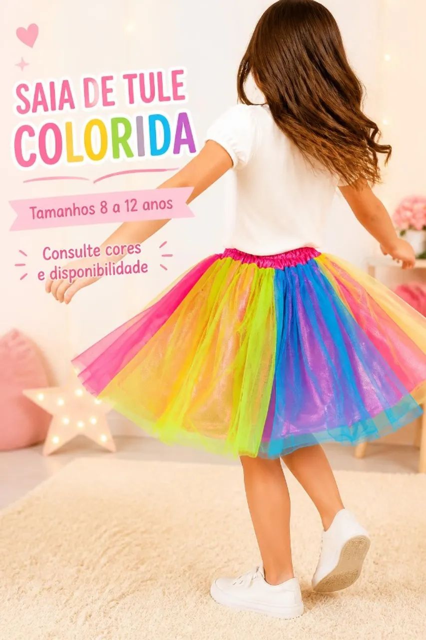 Saias de Tule Arco Íris ? e Pink