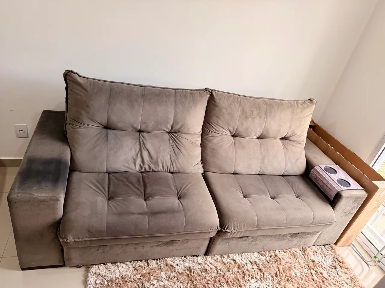Sofá 2 lugares retrátil reclinável Suede aveludado418478665488803842