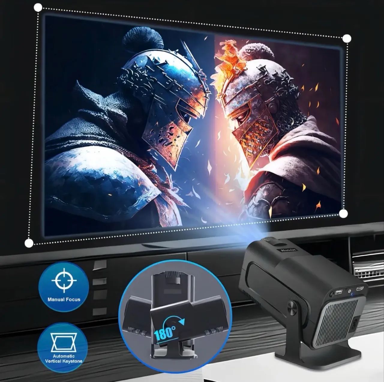 Projetor Smart HY320 4K Android Wi-Fi Dual Band Bluetooth - Foto 4