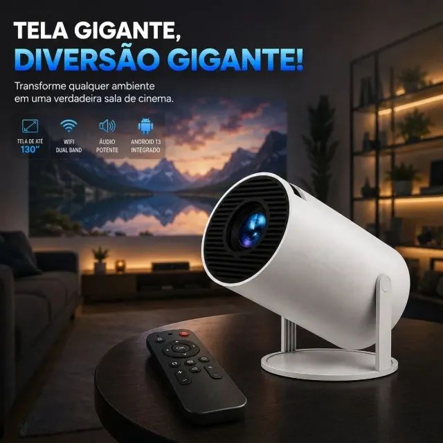 Mini Projetor Portátil HY300 Android com Wi-Fi e Bluetooth