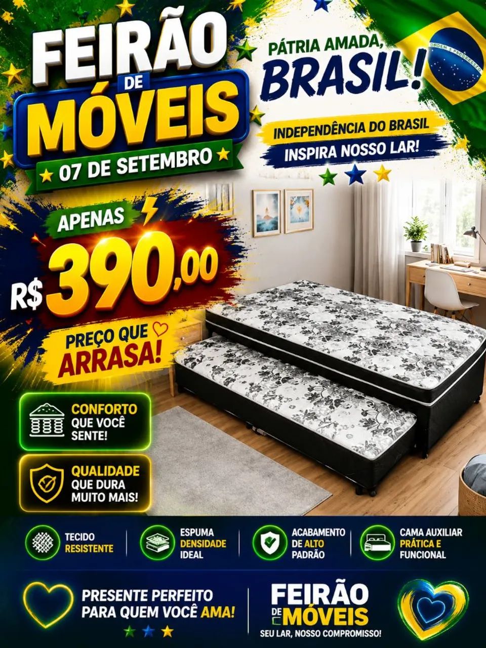 BICAMA COM AUXÍLIAR SOLTEIRO 