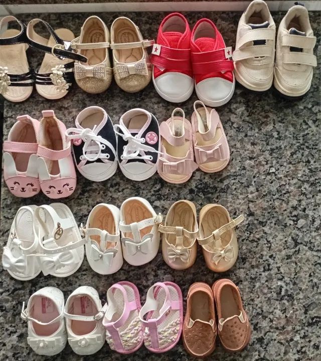 Combo 12 sapatinhos bebê até 1 ano 