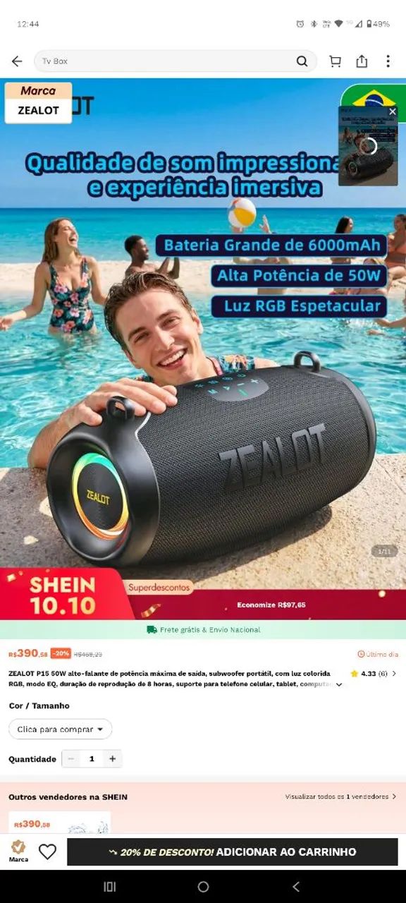 Caixa de som Bluetooth 