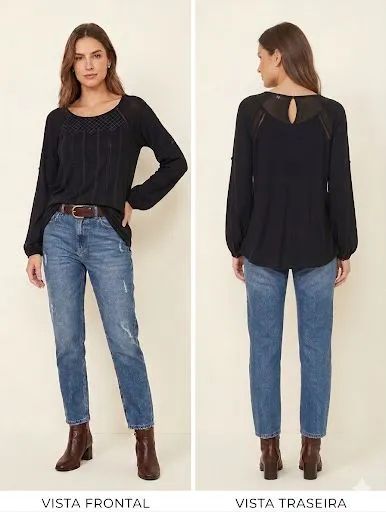Bata Feminina Preta Chifon<br> - Foto 2