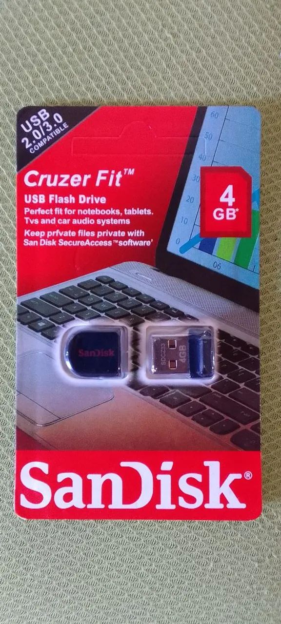 Pen Drive SanDisk 4GB - Cruzer Fit 