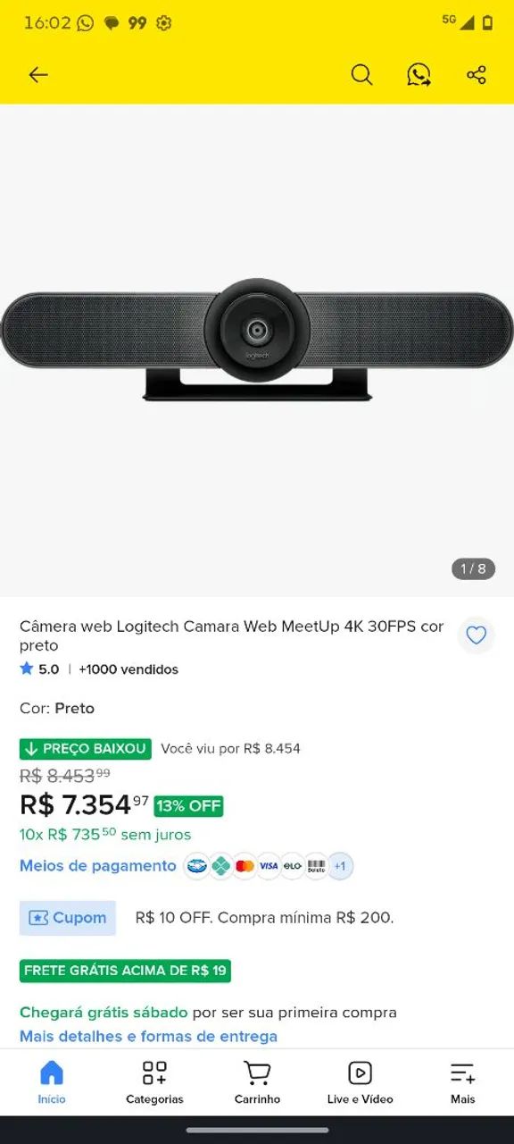 Câmera Logitech meetup 4k  - Foto 2
