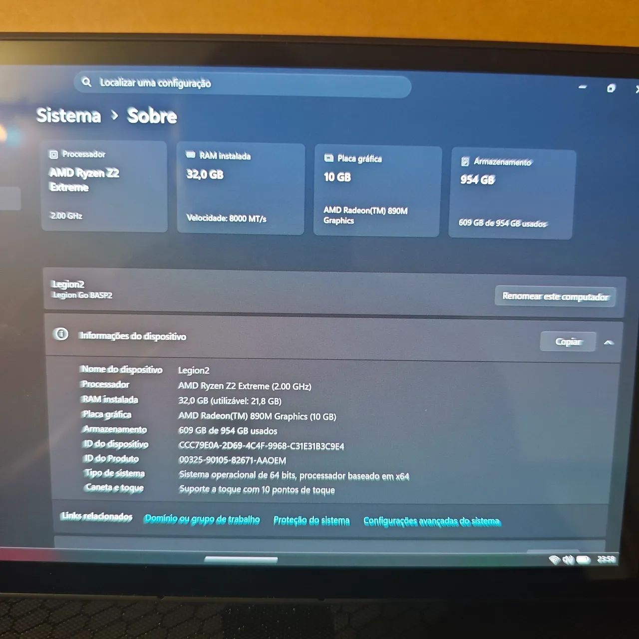 Legion Go 2 Z2 extreme OLED 8.8 32gb ram 1tb ssd completo com caixa aceito ROG ally X   - Foto 5