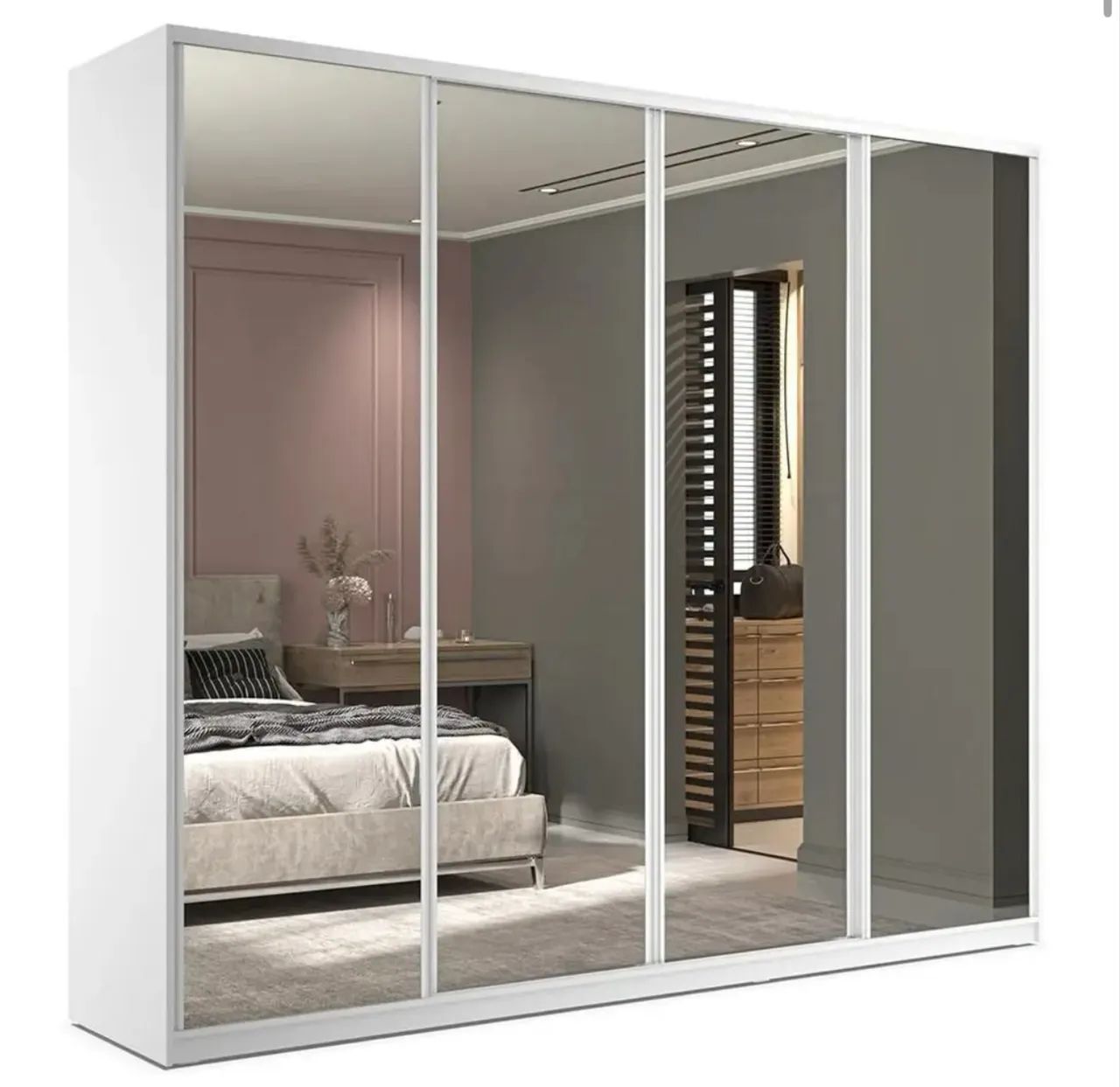 Guarda Roupa Casal Branco com Espelhos - Foto 3