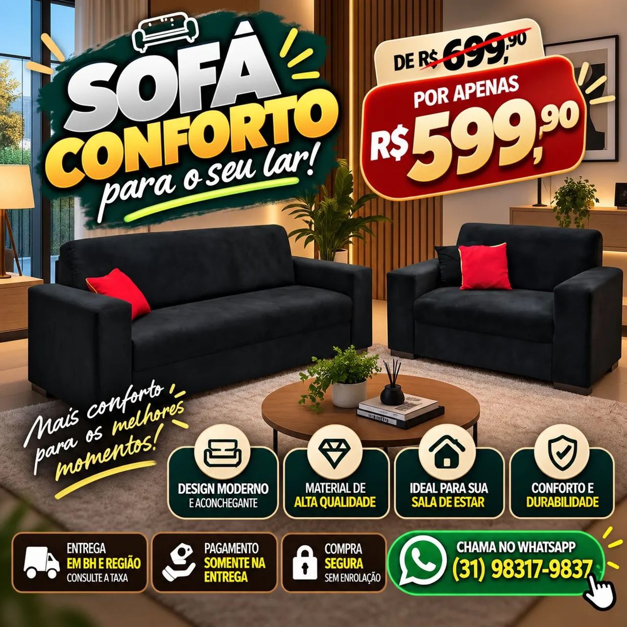 SOFÁ COM PROMOÇÃO RELÂMPAGO 