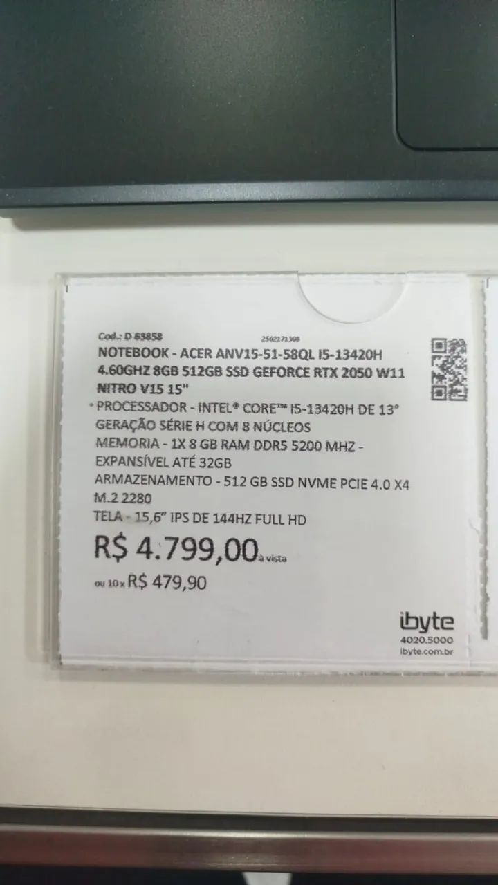 Notebook Acer Nitro v15 RTX 2050 13° geração - Foto 5