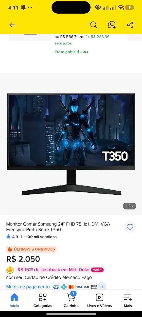 Monitor Samsung 24 Polegadas Freesync T350 - Foto 4