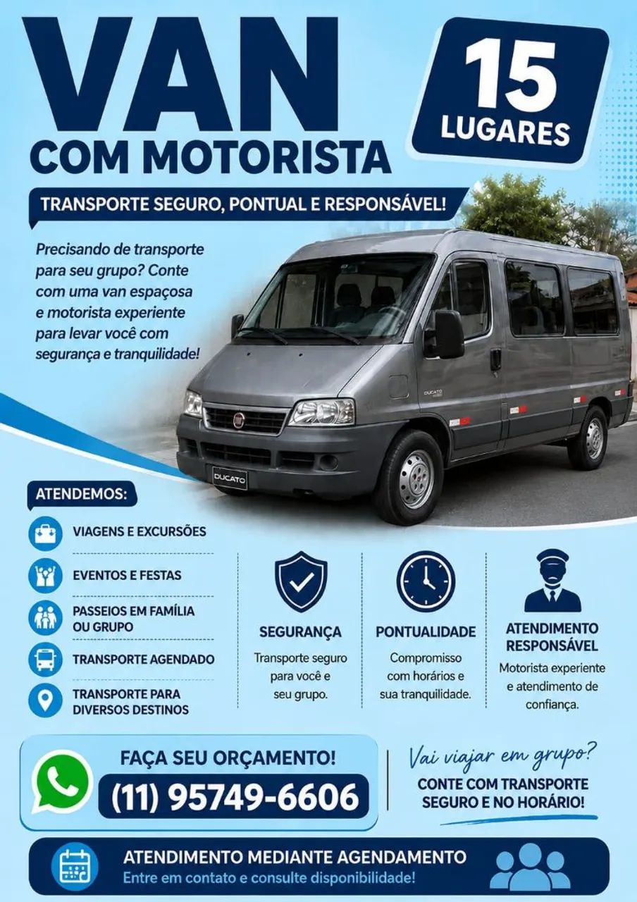 Van com motorista para viagens e excursão 