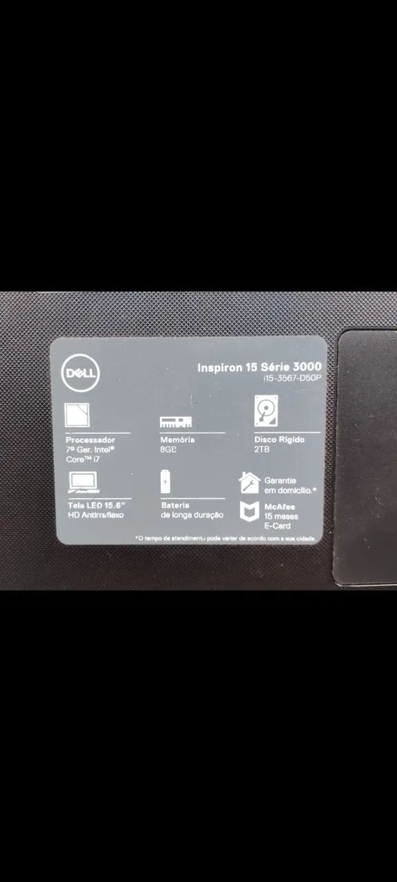 Notebook Dell Inspiron 15 7ª Geração, i7-7500U, 8 GB RAM, SSD 2TB 10x vezes sem juros no c - Foto 5