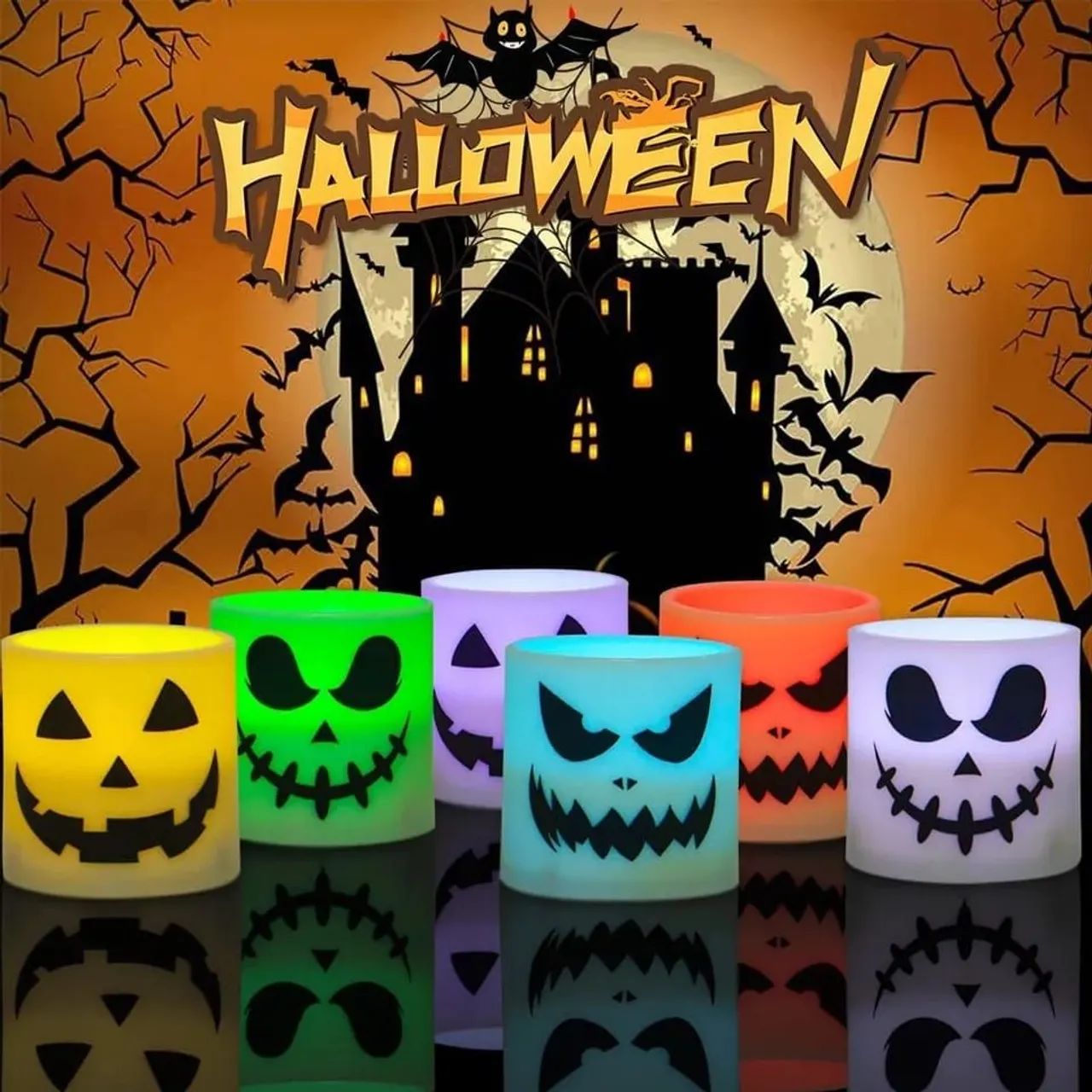 Promoção!!! Kit Luminária Led Halloween 6pcs RGB