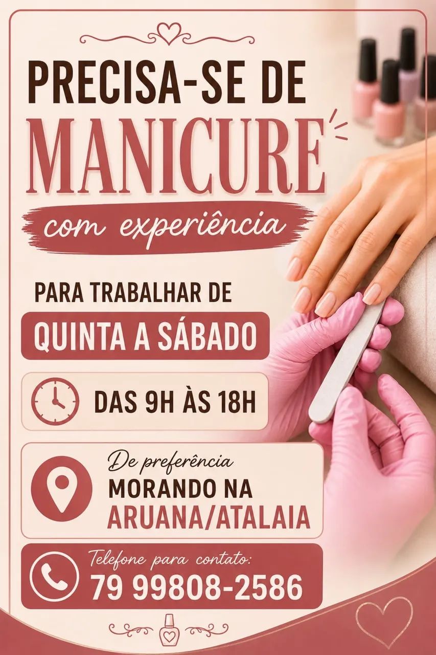 Vaga para manicure .