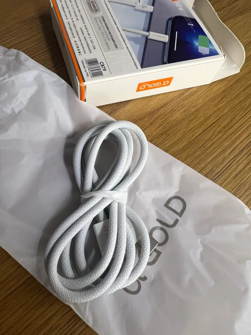 Cabo USB-C Tipo C 60W Trançado 1M Premium De Nylon IPhone 15, 16, 17 - Foto 3