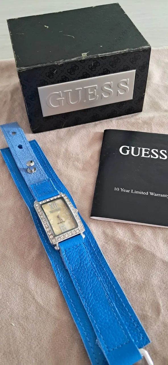 Relógio Guess e Festiva Quadrado Original Pulseira couro - Foto 2