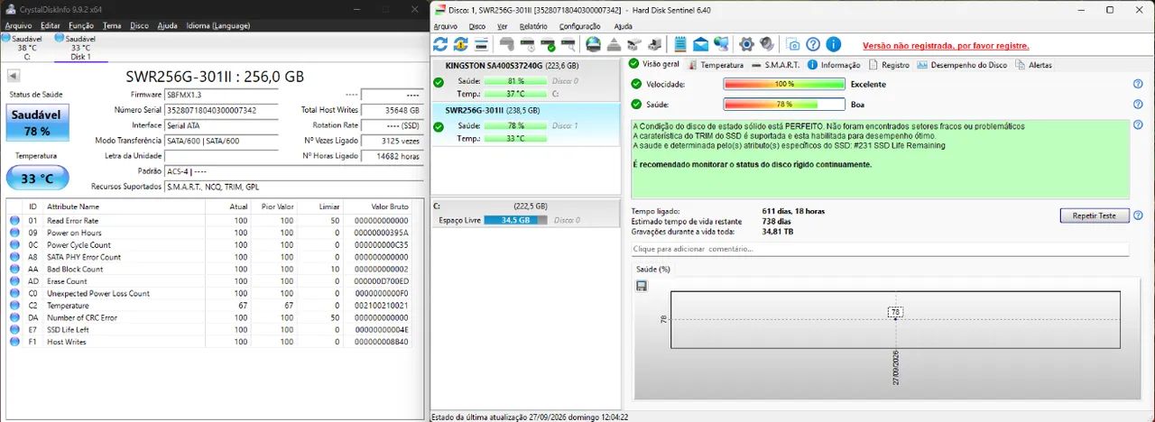 SSD 256GB WinMemory 2,5" SATA III (Excelente Estado / Testado) - Foto 2