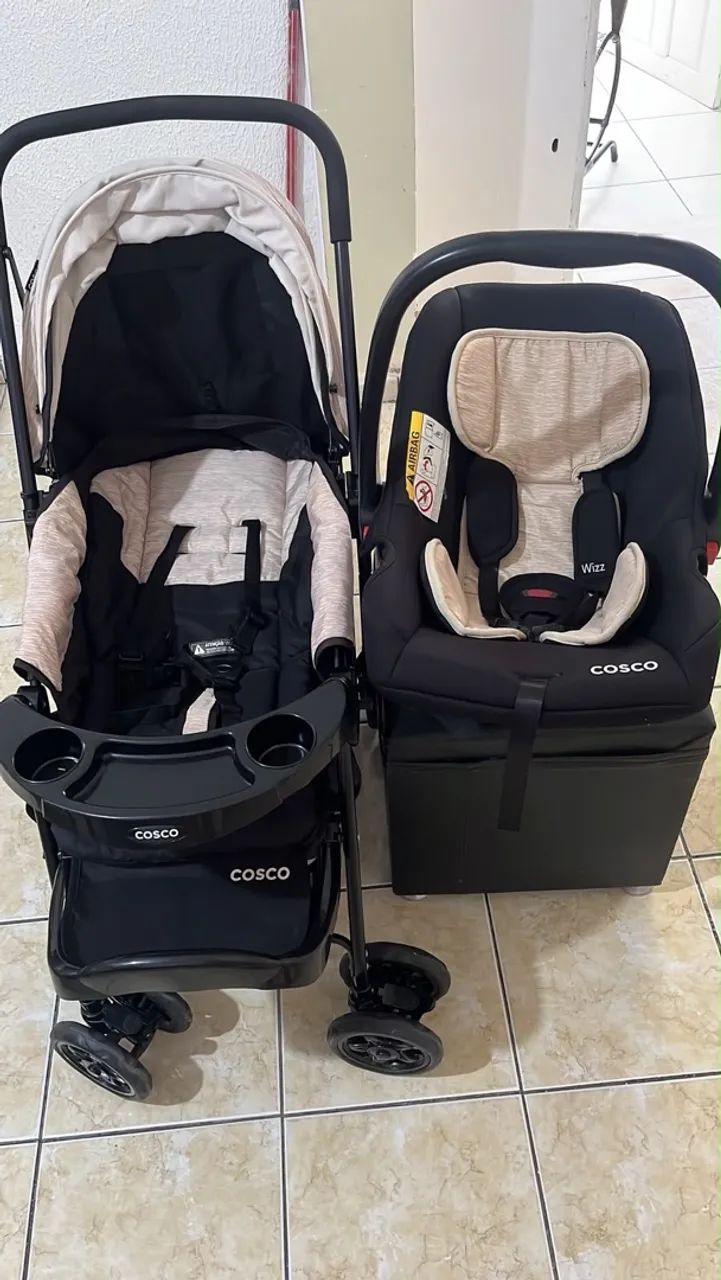 Kit carrinho +bebê conforto da cosco