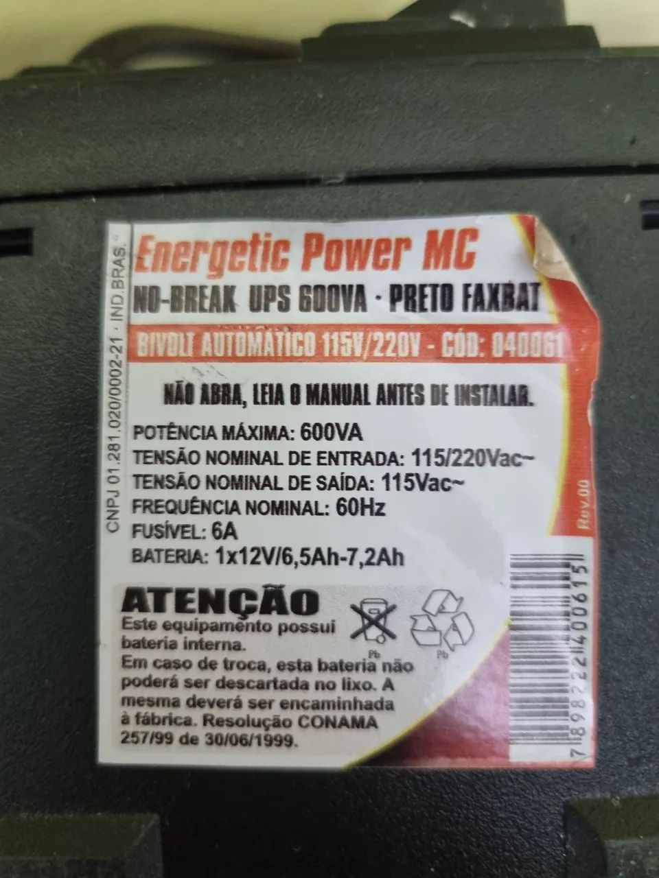 No-break MAX Control 600VA ( bateria viciada ) - Foto 4