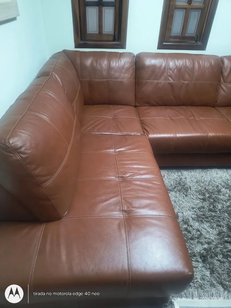 Sofá de Couro Marrom em L - Excelente oportunidade!