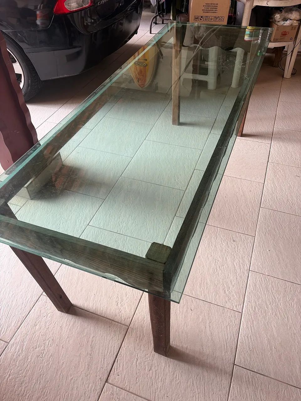 Mesa Madeira Tampo vidro - Foto 2