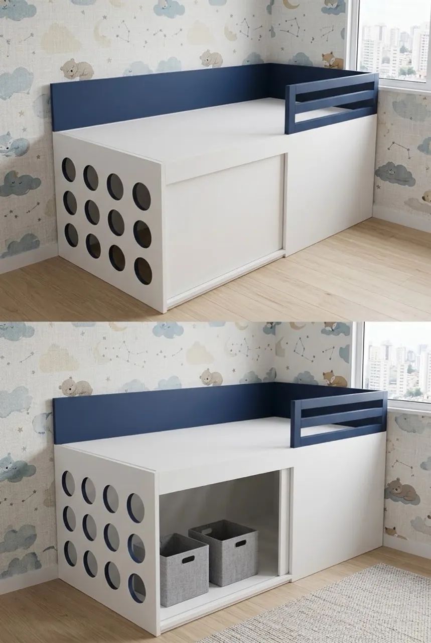 Cama infantil divertida em mdf planejada