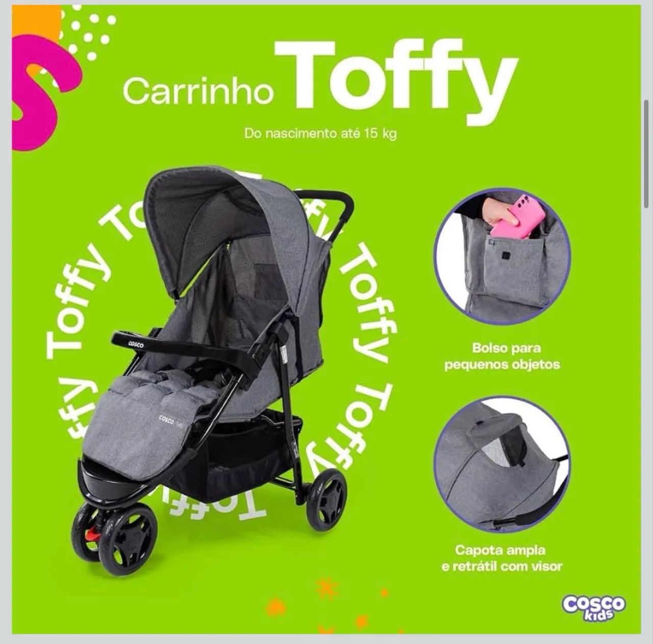 Carrinho para bebê cinza cosco kids  - Foto 2