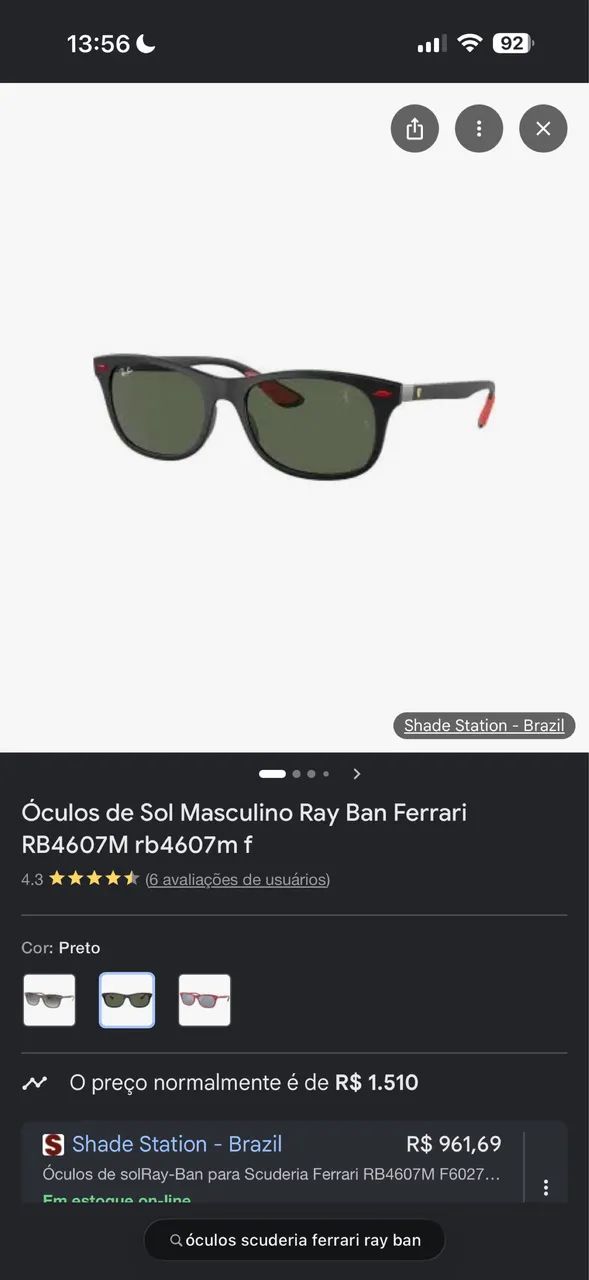 Óculos de sol masculino Ray Ban Ferrari  - Foto 3