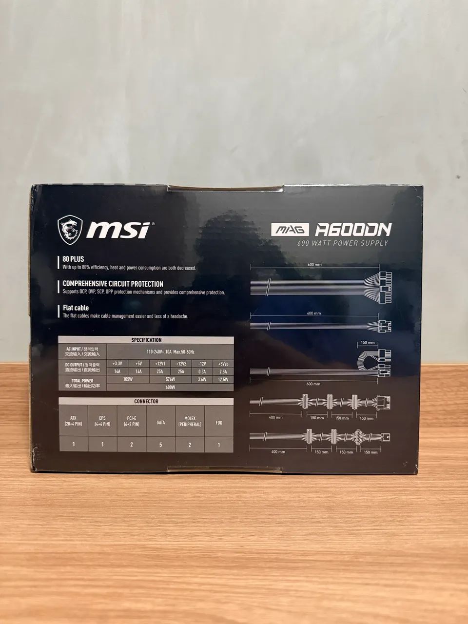 Fonte MSI MAG A600DN 600W 80 Plus White - PFC Ativo - Foto 4