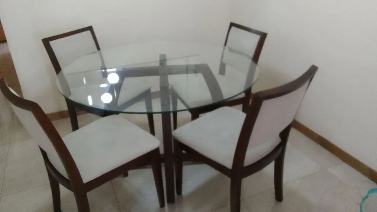 Mesa com tampão vidro 1m20 4 cadeiras - Foto 3
