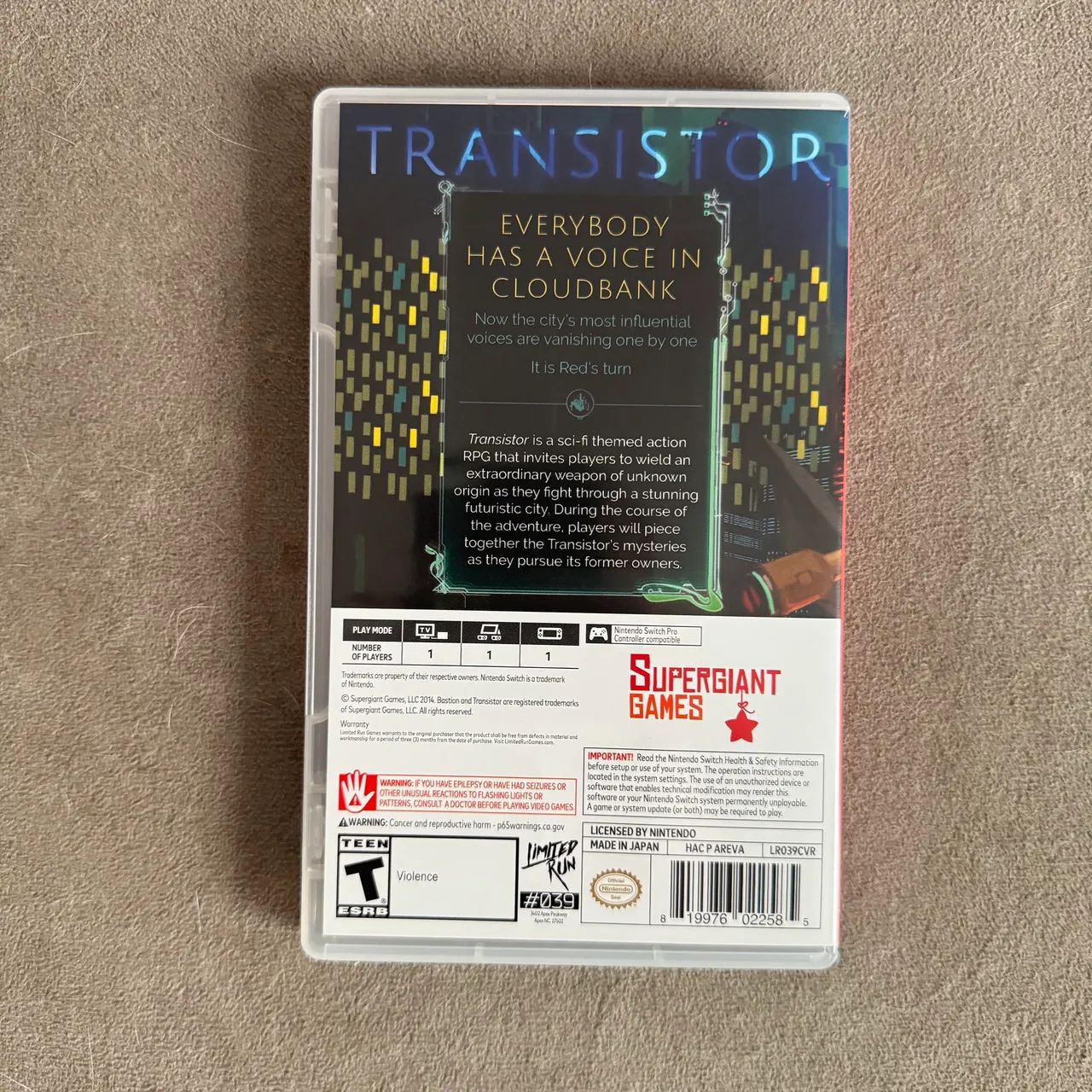 Transistor Nintendo Switch Jogo Raríssimo - Foto 3