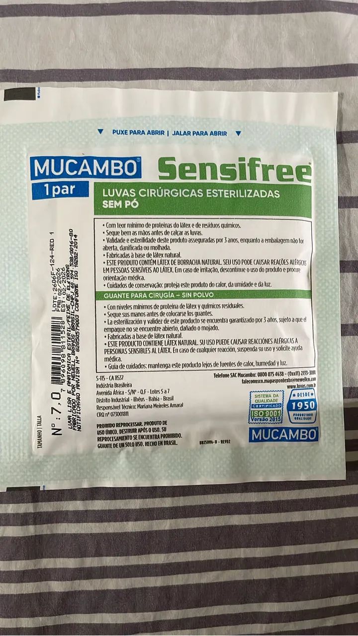 Luvas estéreis Mucambo