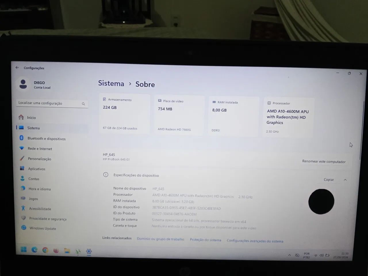 Notebook HP Probook 645 - funciona tudo! - Foto 3