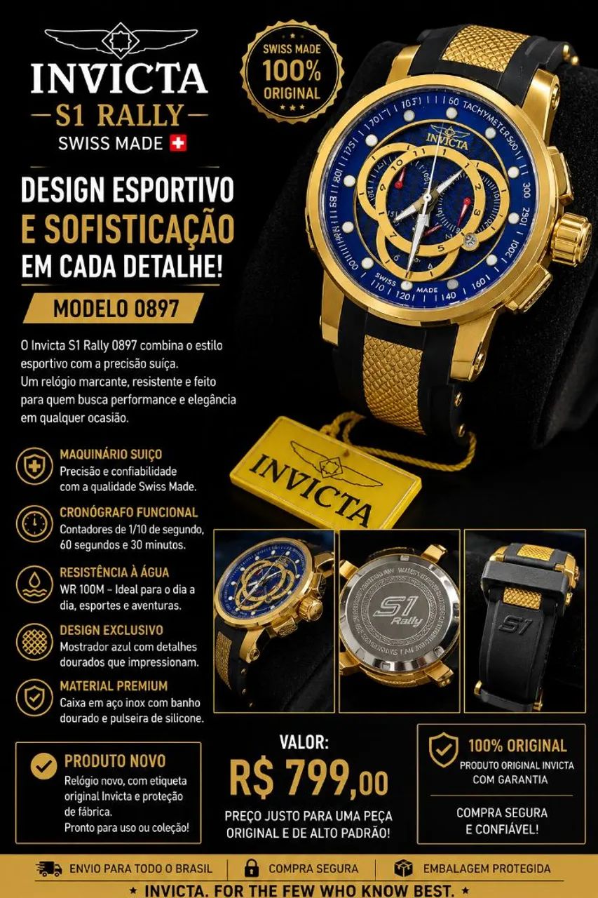 ? INVicta S1 Rally Modelo 0897 - ORIGINAL