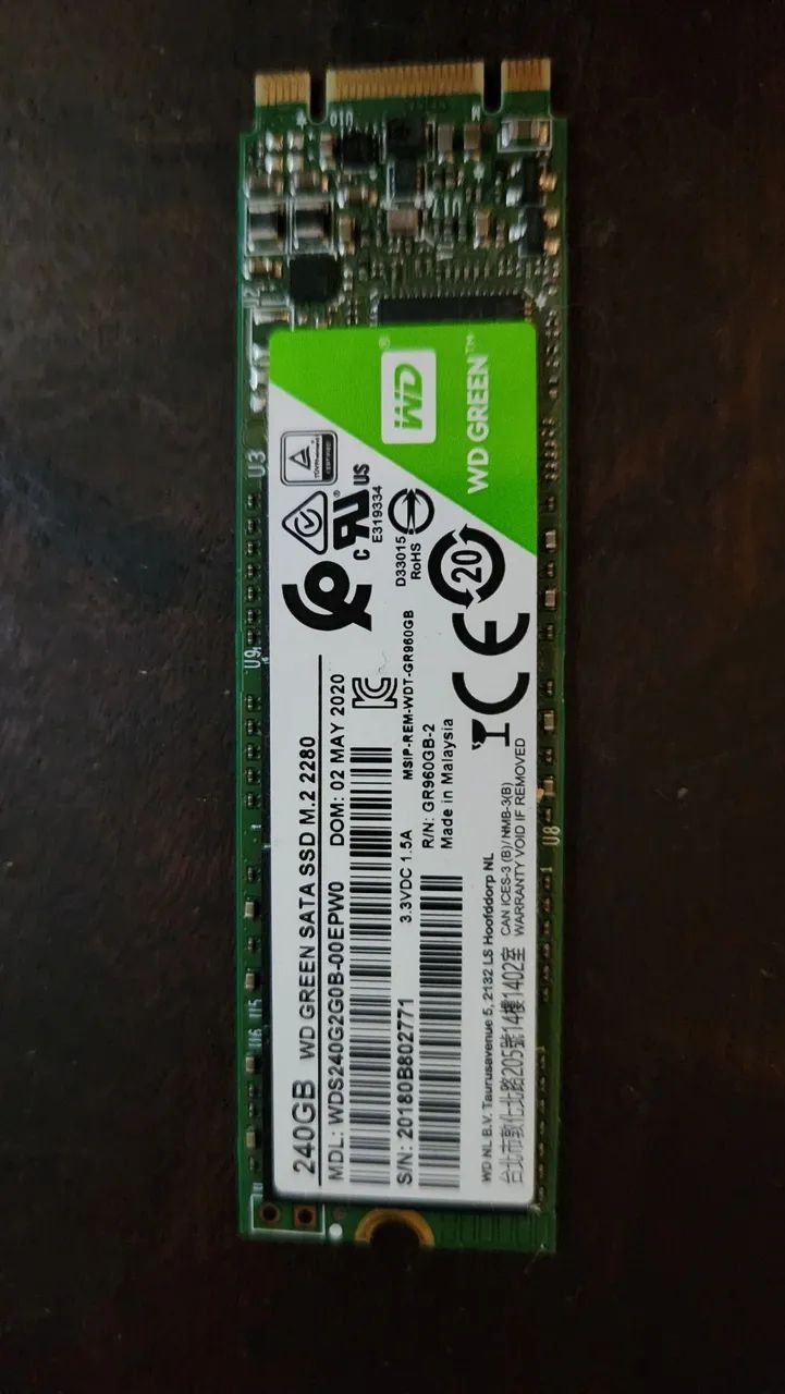 SSD M.2 SATA WD Green 240GB - Ótimo Estado