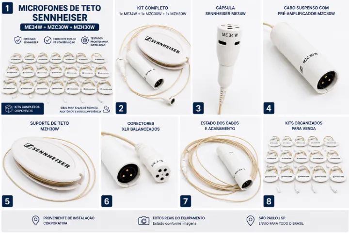 Kit Microfone De Teto Sennheiser Original Branco