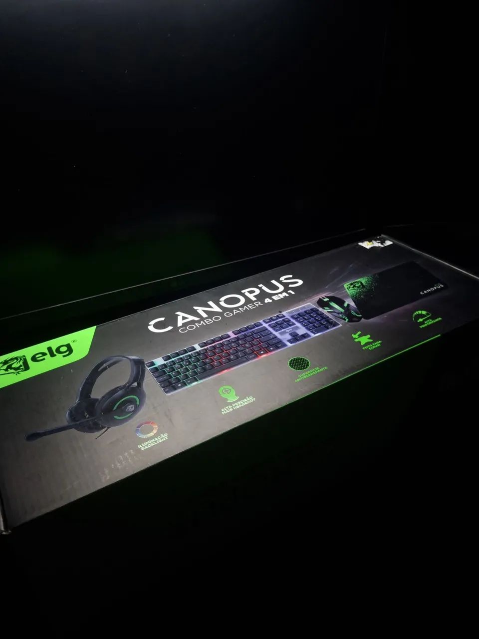 Combo gamer ELG Canopus 4 em 1 - Teclado, Mouse, Headset e Mousepad