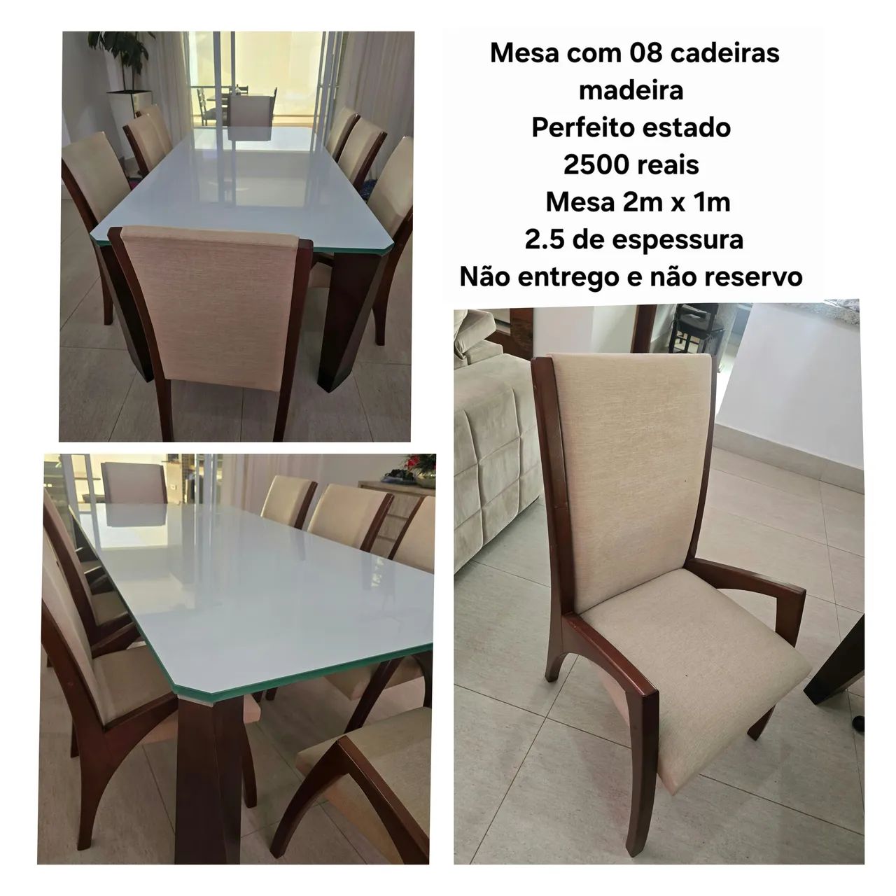 Mesa com 08 cadeiras madeira