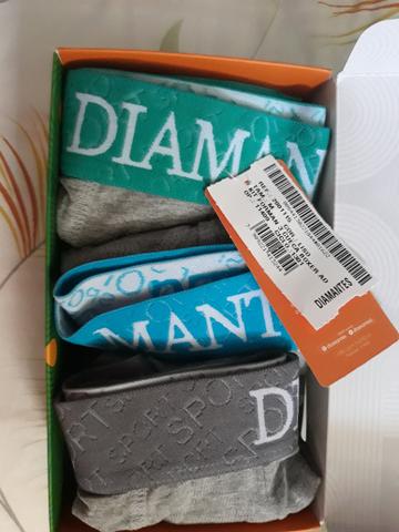 Kit com 3 Cuecas Boxer Diamantes Lingerie e Calvin Klein - Foto 4
